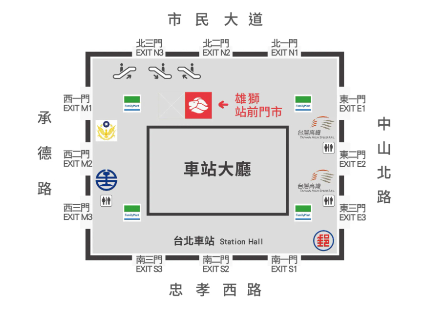台北站前門市集合地圖