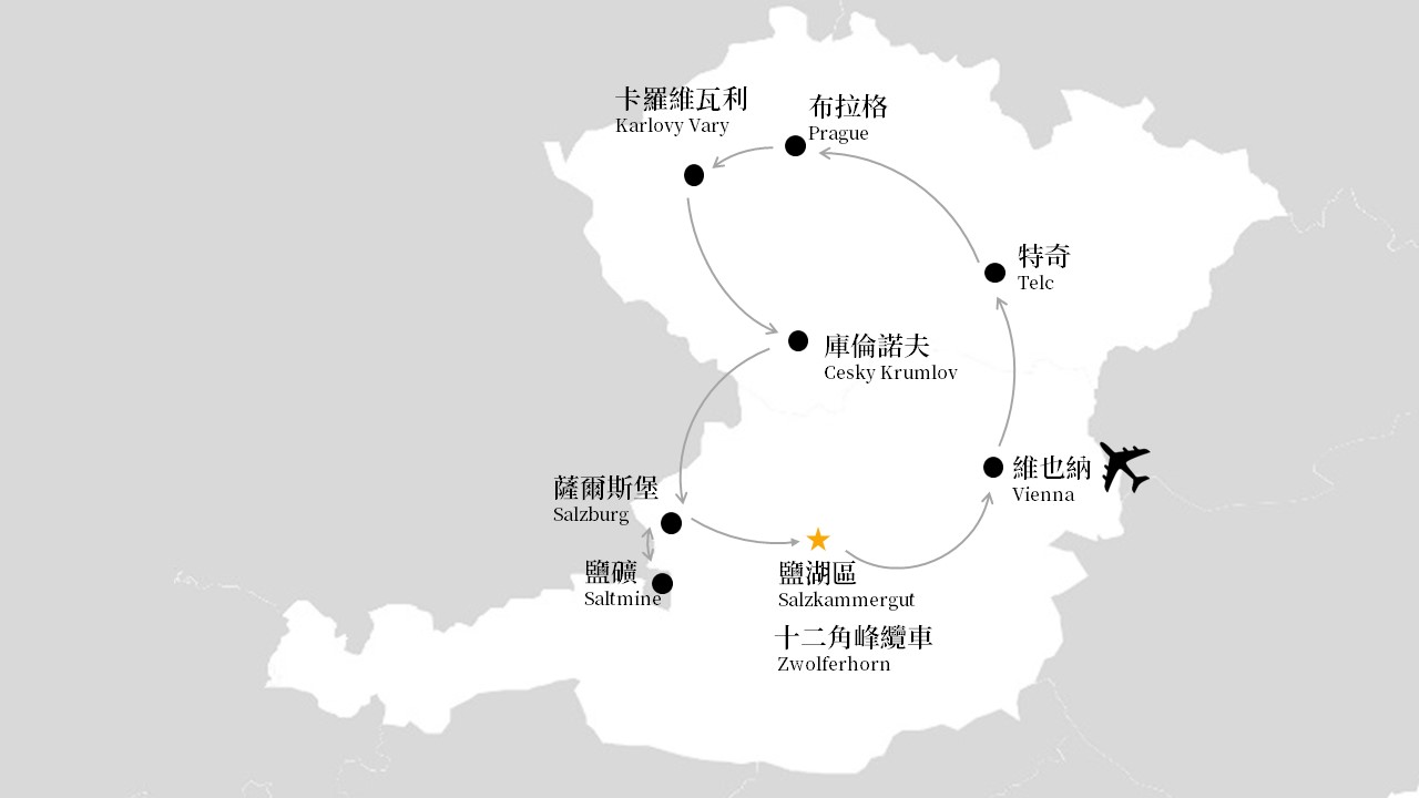 奧捷旅遊, 奧地利, 捷克, 旅遊地圖